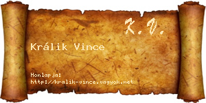 Králik Vince névjegykártya